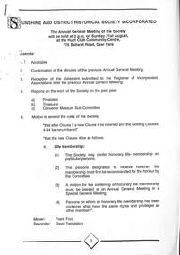Administrative record - Sunshine and District Historical Society Incorporated 1994 AGM Minutes & Life Membership, [Ford, Frank]