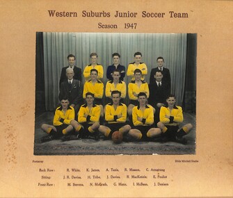 Photograph - Western suburbs Junior Soccer Team 1947 Photograph, Hilda Mitchell Studio (of original), 1947