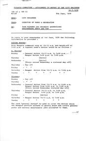 Administrative record - City of Sunshine - Commissioner Mr Alexander "Alex" George Gillon Collection 1976 - 1982 - Memo from the City Engineer to Director of Parks & Recreation - Park Rangers and security inspections engineering depot and tip, City of Sunshine, 8/06/1978