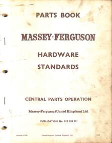 Manual - Massey-Ferguson hardware standards central parts operation, McKay Massey Harris, H.V
