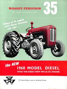 Pamphlet - Massey Ferguson 35 Tractor 1960 Model Diesel, Massey Ferguson