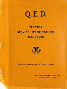 Manual - Q. E. D. Tractor service specifications handbook, McKay Massey Harris, H.V