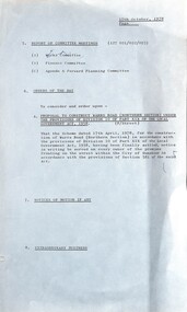 Administrative record - City of Sunshine - Commissioner Mr Alexander "Alex" George Gillon Collection 1976 - 1982 - Report of committee meeting 17th October 1978 - Proposal to construct Warrs Road (Northern Section), City of Sunshine, 17th October 1978