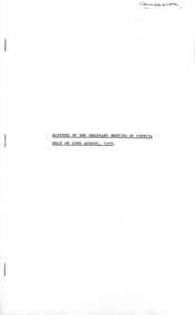 Administrative record - City of Sunshine - Commissioner Mr Alexander "Alex" George Gillon Collection 1976 - 1982 - Minutes of the ordinary meeting of council held on 22nd August 1978, City of Sunshine, 22nd August 1978