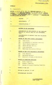 Administrative record - City of Sunshine - Commissioner Mr Alexander "Alex" George Gillon Collection 1976 - 1982 - Notice of the ordinary meeting of the Council of the city of Sunshine on 19th September 1978, City of Sunshine, 13th September 1978
