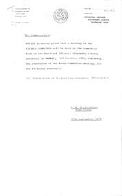 Administrative record - City of Sunshine - Commissioner Mr Alexander "Alex" George Gillon Collection 1976 - 1982 - Notice of Meeting of the Finance Committee for the City of Sunshine on 2nd October 1978, City of Sunshine, 27th September 1978
