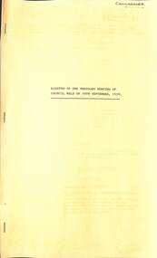 Administrative record - City of Sunshine - Commissioner Mr Alexander "Alex" George Gillon Collection 1976 - 1982 - Minutes of the Ordinary Meeting of Council Held on 5th September 1978, City of Sunshine, 19th September 1978
