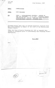 Administrative record - City of Sunshine - Commissioner Mr Alexander "Alex" George Gillon Collection 1976 - 1982 - Objection to the Proposed Amusement Centre, Highpoint West by Staff of Maribyrnong Primary School, City of Sunshine, 17th October 1978