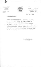 Administrative record - City of Sunshine - Commissioner Mr Alexander "Alex" George Gillon Collection 1976 - 1982 - Notice of Committee Meetings 29th May 1978, City of Sunshine, 24th May 1978