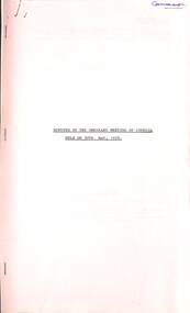 Administrative record - City of Sunshine - Commissioner Mr Alexander "Alex" George Gillon Collection 1976 - 1982 - Minutes of the Ordinary Meeting of Council Held on 30th May 1978, City of Sunshine, 30th May 1978