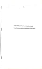 Administrative record - City of Sunshine - Commissioner Mr Alexander "Alex" George Gillon Collection 1976 - 1982 - Attachments For The Ordinary Meeting / of Council To Be Held On 27th June 1978, City of Sunshine, 27th June 1978