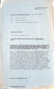 Administrative record - City of Sunshine - Commissioner Mr Alexander "Alex" George Gillon Collection 1976 - 1982 - Extraordinary Business Report of the Town Clerk 31st October 1978, City of Sunshine, 31st October 1978