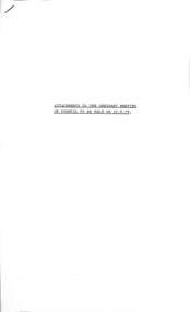 Administrative record - City of Sunshine - Commissioner Mr Alexander "Alex" George Gillon Collection 1976 - 1982 - Attachment to the Ordinary Meeting of Council to be Held on 22nd August 1978, City of Sunshine, 22nd August 1978