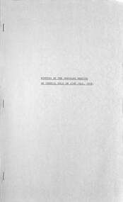 Administrative record - City of Sunshine - Commissioner Mr Alexander "Alex" George Gillon Collection 1976 - 1982 - Minutes of the ordinary meeting of council held on 25th July 1978, City of Sunshine, 25th July 1978