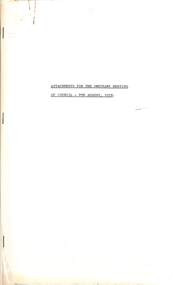 Administrative record - City of Sunshine - Commissioner Mr Alexander "Alex" George Gillon Collection 1976 - 1982 - Attachment for the ordinary meeting of council 8th August 1978, City of Sunshine, 8th August 1978