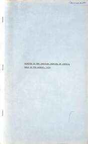 Administrative record - City of Sunshine - Commissioner Mr Alexander "Alex" George Gillon Collection 1976 - 1982 - Minute of the ordinary meeting of council held on 8th August 1978, City of Sunshine, 8th August 1978