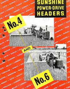 Pamphlet - H.V. McKay Massey Harris Sunshine Power Drive Headers No 4 & No 6