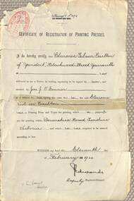 Administrative record - Sunshine Advocate Business Documents, 11 February, 1924 and 16 April, 1924