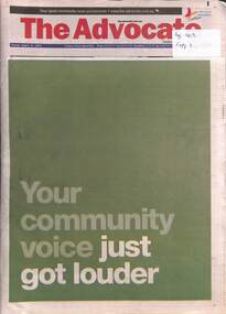 Newspaper - The Advocate - The last issue of newspaper as named "The Advocate", Fairfax Press, August 31, 2010