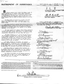 Document - Japanese Instrument of Surrender, 6/09/1945 12:00:00 AM