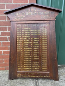 Honour Board - Sunshine Ladies Bowling Club President, Champion & Secretary 1926 to1948 Honor Board
