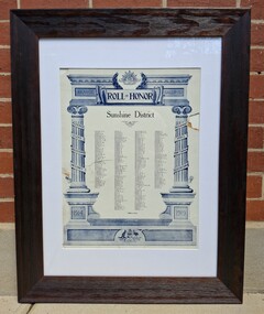 Memorabilia - Sunshine Harvester Works Employees WW1 Roll of Honor, 1917