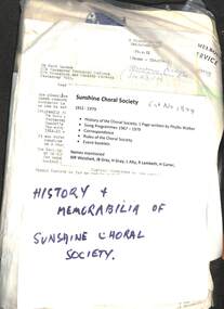 Archive - Sunshine Choral Society, 1967 - 1979