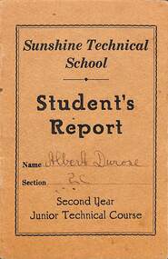 Administrative record - Sunshine Technical School - Albert George Durose School Records, 1940s