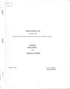 Administrative record - Albion Football Club Reports, 1976