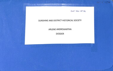Archive - Arlene Andrewartha Dossier, Arlene Andrewartha, 1954 - 1958