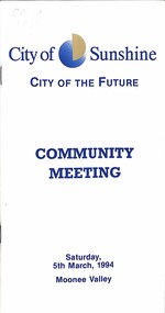 Ephemera - City Of Sunshine Moonee Valley Harness Racing Community Meeting Programme, 34394
