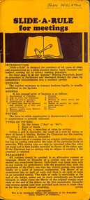 Administrative record - Slide-A-Rule Proceedures and Rules for Meetings, The Australian Junior Chamber of Commerce