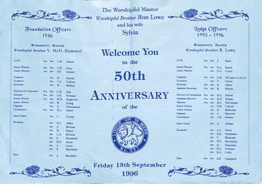 Memorabilia - Lodge of St Mark No 591 50 years of Freemasonary Birthday Commeomoration 1946 - 1966, 1906 Postcard, 35309