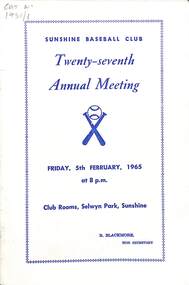 Archive - Sunshine Baseball Club, 1965