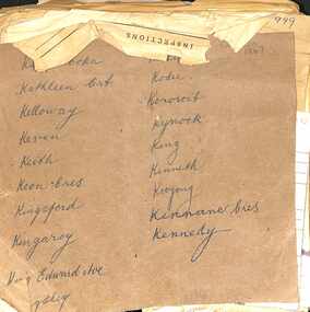 Administrative record - Shire of Braybrook Inspectors Reports for Buildings, 1950s