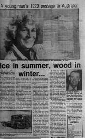 Article - Arthur Smith - "A young man's 1920 passage to Australia", 29 July, 1987