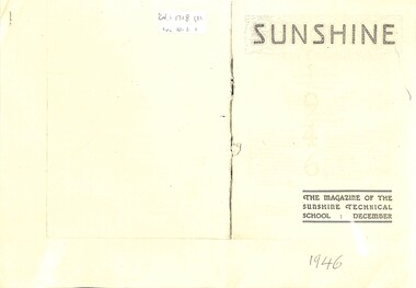 Magazine - Sunshine The Magazine of the Sunshine Technical School, Sunshine Technical school, 1946, 1951, 1952 and 1954