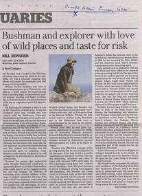 Article - Bushman and explorer with love of wild places and taste for risk, The Age, 15 March, 2013