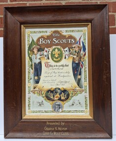 Certificate - 1st Sunshine Boys Scouts Certificate of Registration, 1 June 1021
