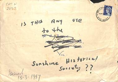 Archive - Receipts and other documents belonging to Mrs Butler for purchases in Sunshine, c. 1950s