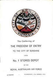 Ephemera - The Conferring of The Freedom of Entry to the City of Sunshine