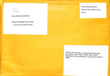 Archive - Gwen Mousley Collection - History of St John's, Deer Park + news of the wider church
