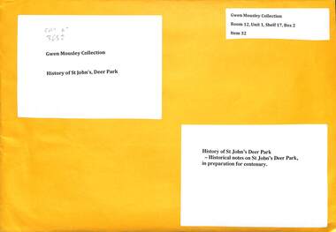 Archive - Gwen Mousley Collection - St John's, Deer Park: History of  (1890-1991), Many contributors, 3/03/2015 12:00:00 AM