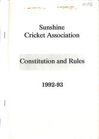 Administrative record - Sunshine & District Cricket Association