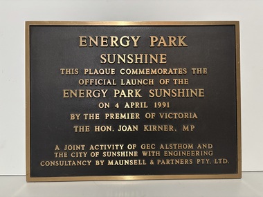 Plaque - Energy Park Sunshine, Energy Plaque Sunshine