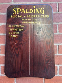 Award - Spaldings Social And Sports Club Presidents Shield