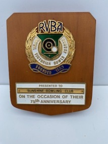 Award - Sunshine Bowling Club 75th Anniversary Plaque, Lega Pty Ltd
