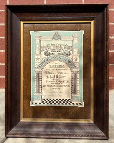 Certificate - Freemason Homes of Victoria Wor. Bro. A. H. Carter, Life Governor of the Insititute 1926