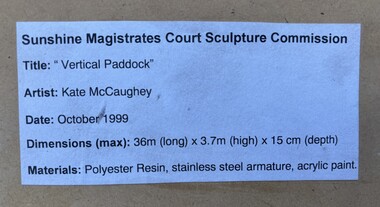 Artwork, other - Sunshine Magistrates Court 1999 Concept Art Panels Marquette, Kate McCaughey