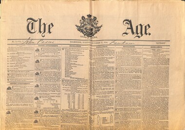 Newspaper - The Age newspaper 17 October 1854 No 1 Vol 1